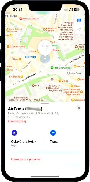 AirPods lokalizacja