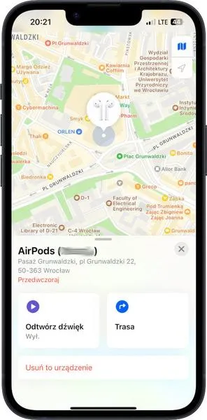 Tryb utracony AirPods